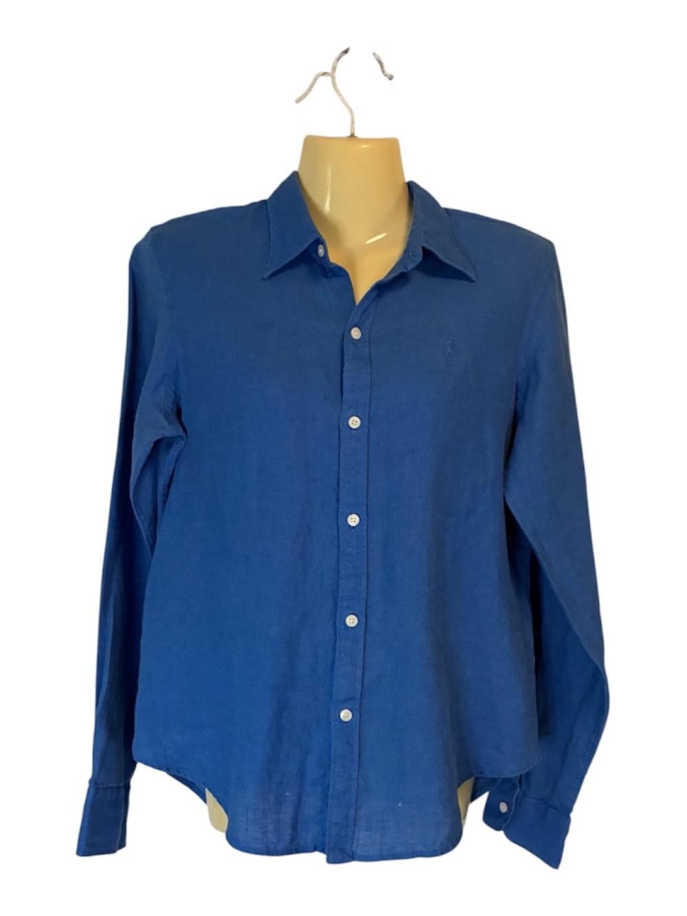 Ralph Lauren Sport 100% Linen Long Sleeve Button Down Shirt Royal Blue Medium